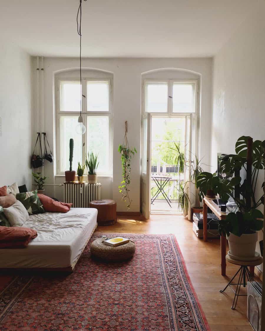 living room with plants
