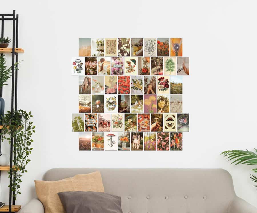 Botanical wall collage art 