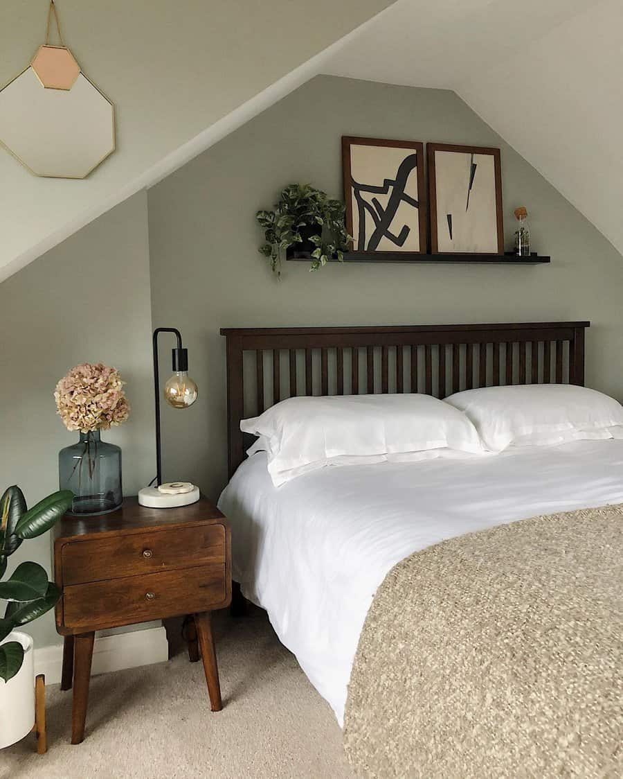 Dorm room with floating shelf