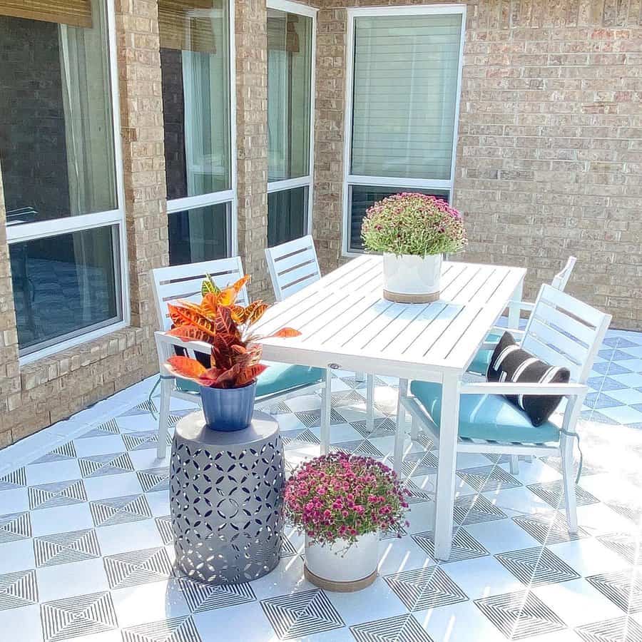 Patio with decorative tiles