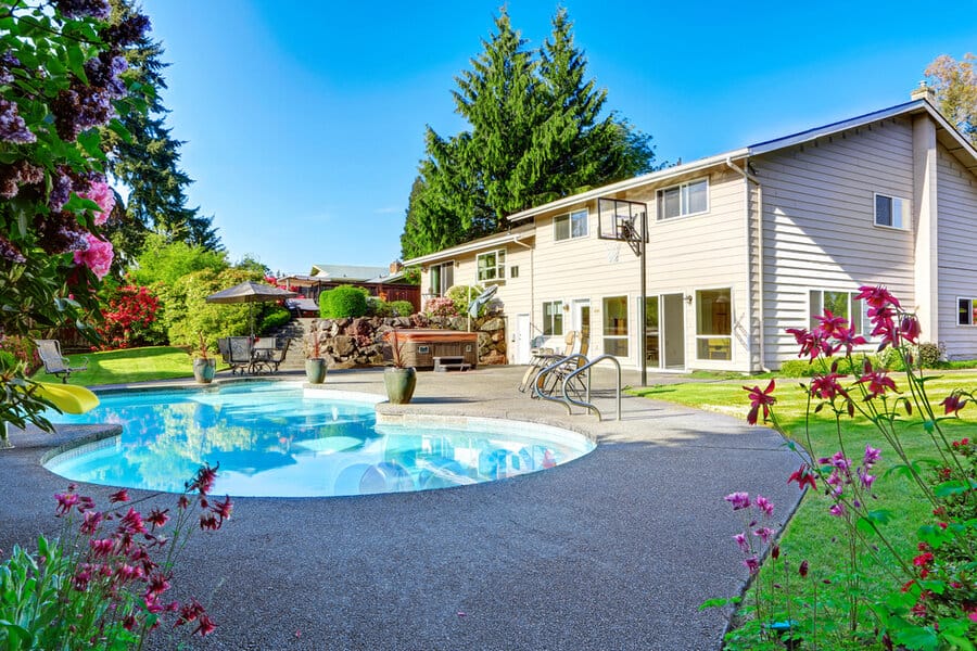 Flower garden pool landscape