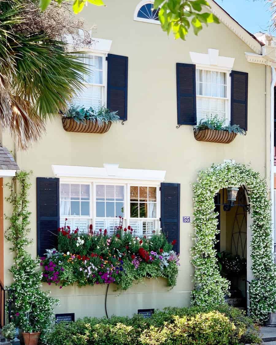 Window box arrangement on coco fiber