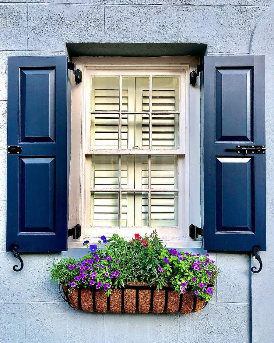 Window box arrangement on coco fiber