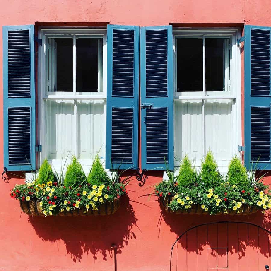 Window box arrangement on coco fiber