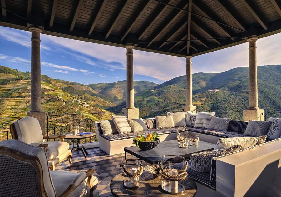 Luxury balcony with ceiling beams