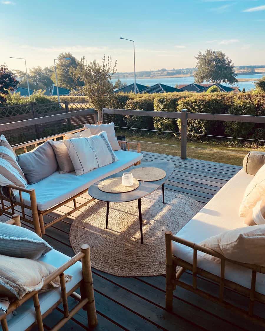 Luxury balcony with white furnishings