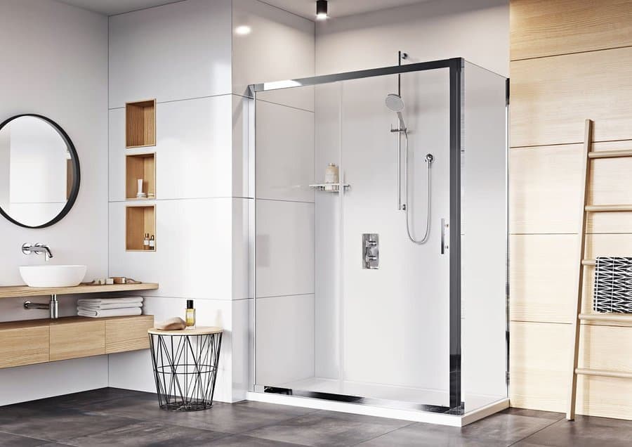 All-white bathroom shower