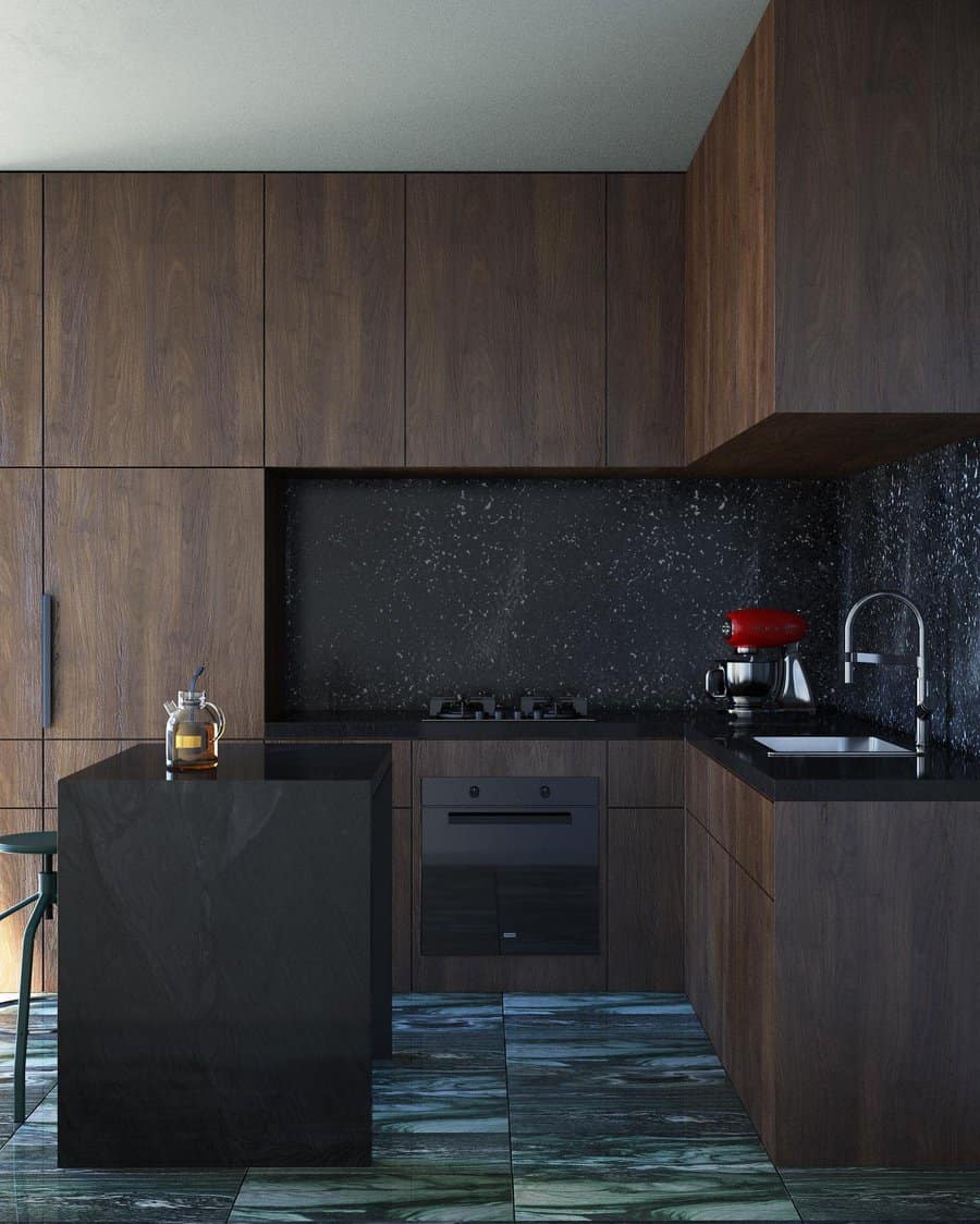 Black kitchen backsplash