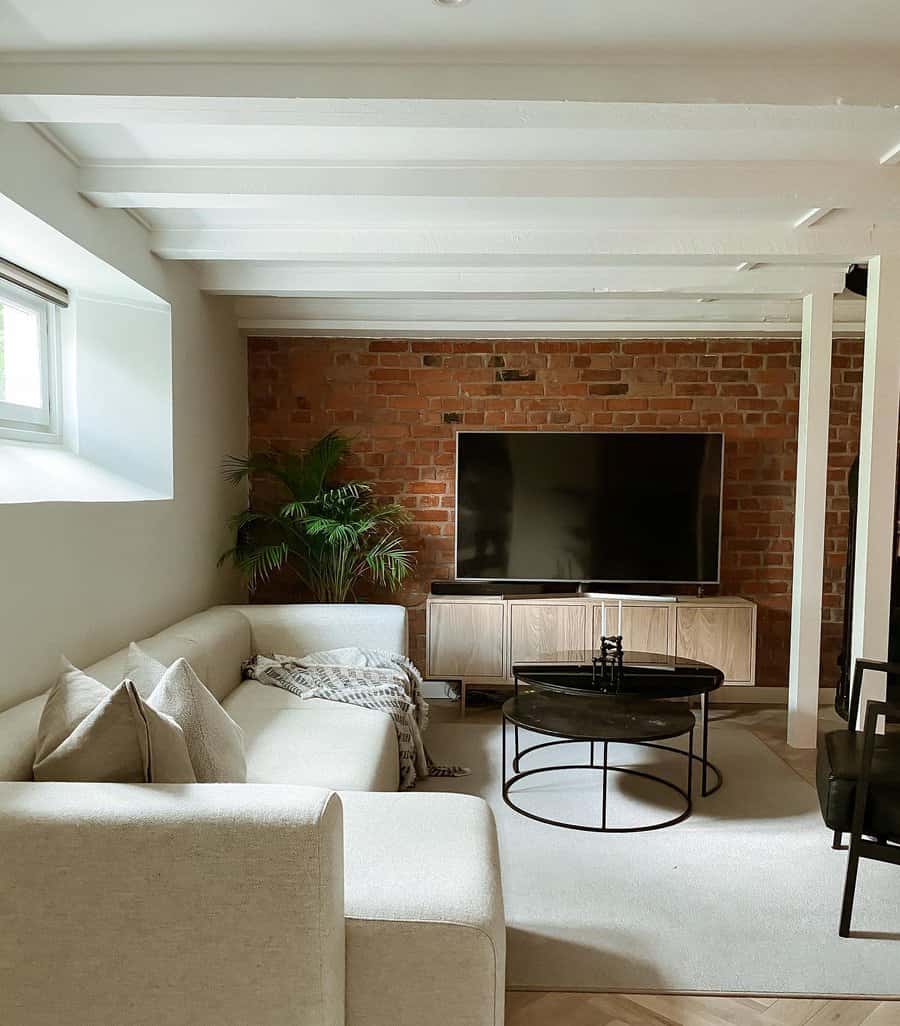 exposed brick wall accent