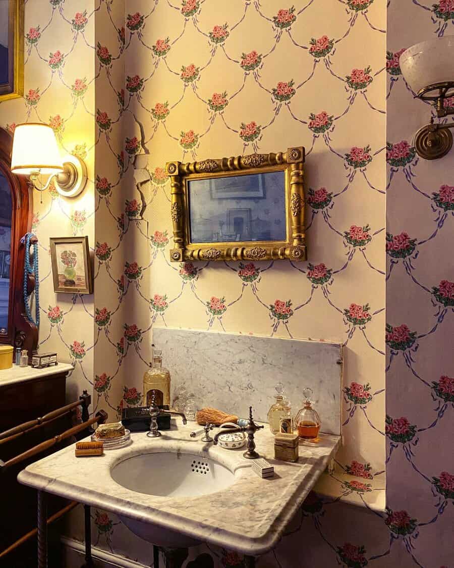 bathroom sink with vintage fixtures