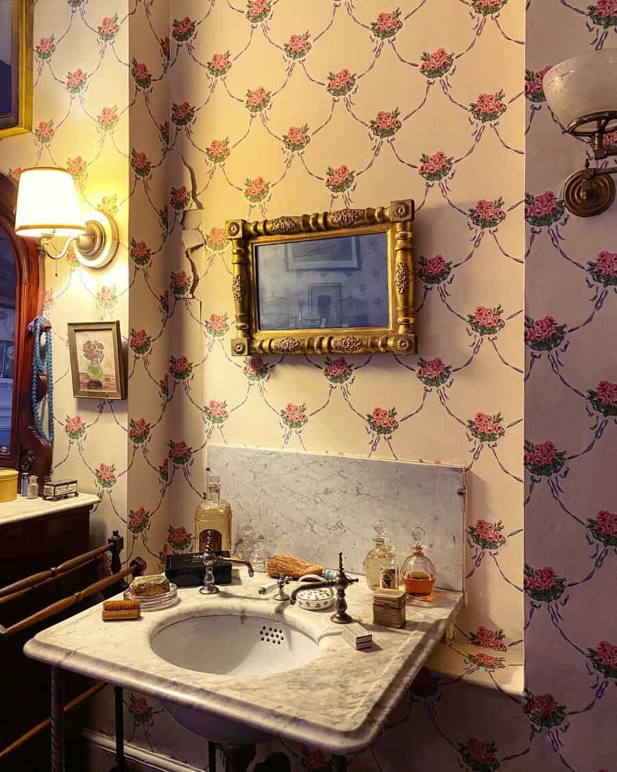 Bathroom sink with vintage fixtures