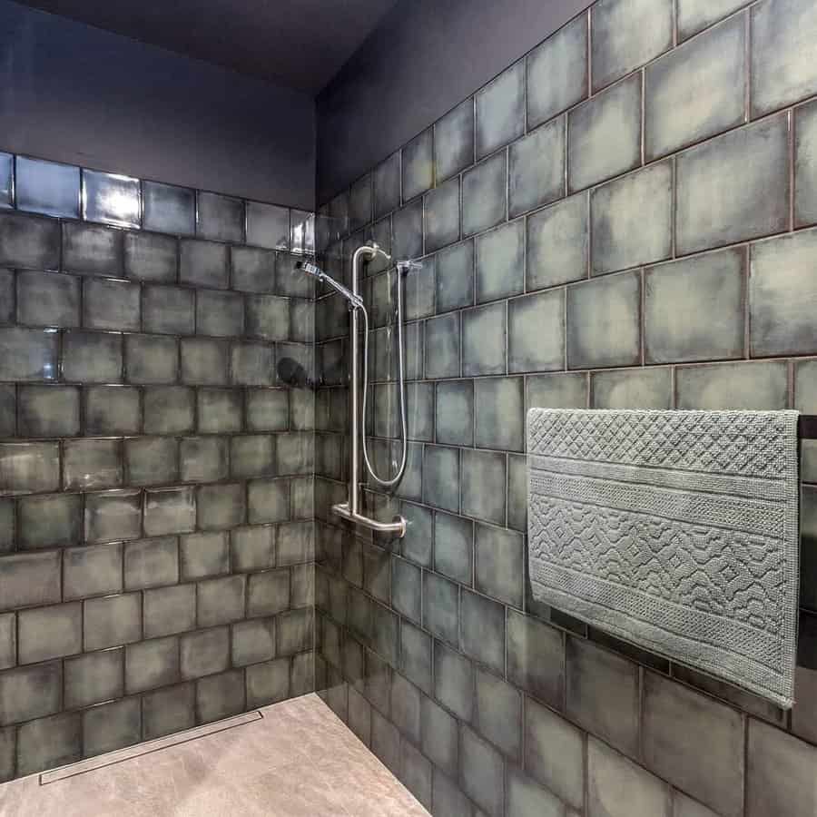 Industrial metallic sheen tiles