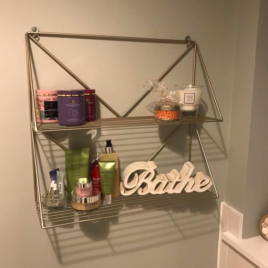 Metal bathroom shelf