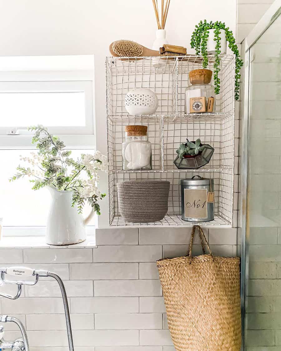 Metal bathroom shelf