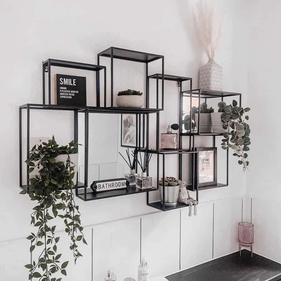 Metal bathroom shelf