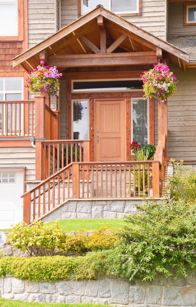 Wooden porch railing