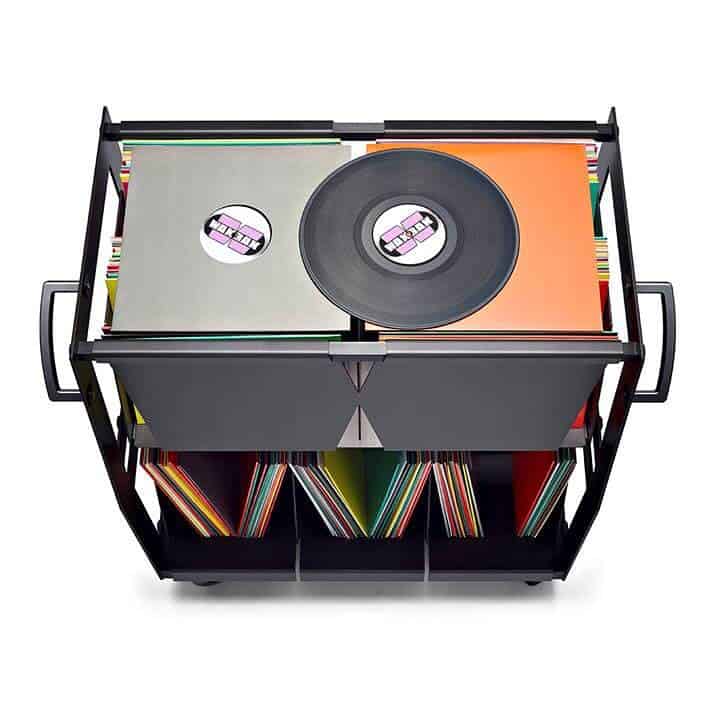 Modern metal vinyl record storage unit