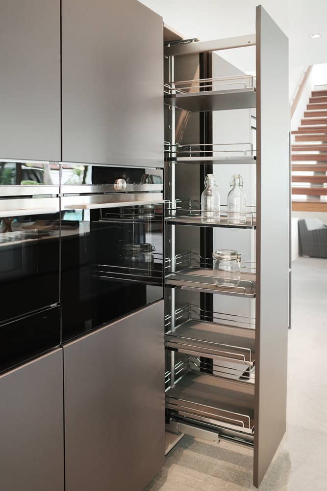 Metallic kitchen cabinet doors