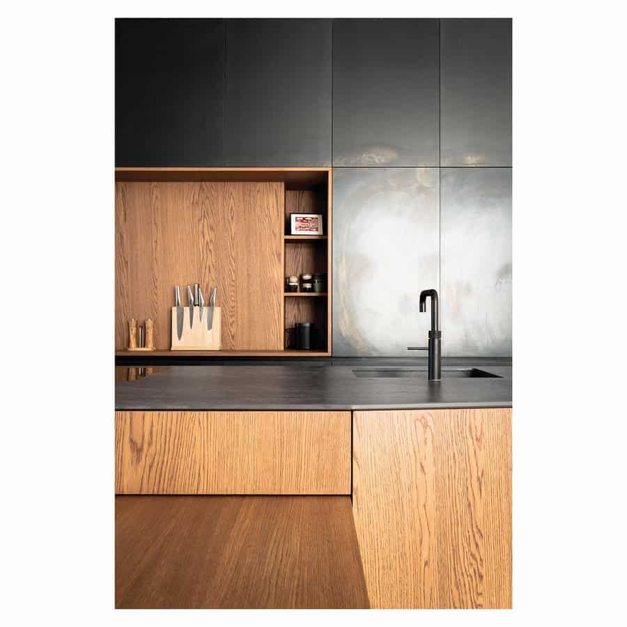 Metallic kitchen cabinet doors