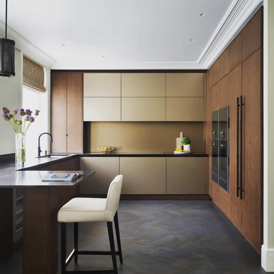 Metallic kitchen cabinet doors