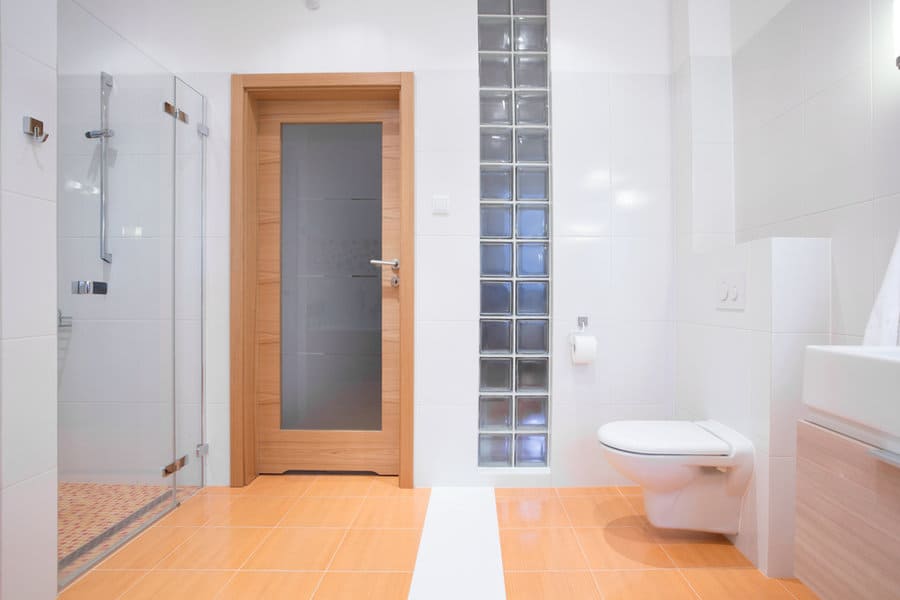 Wooden bathroom door