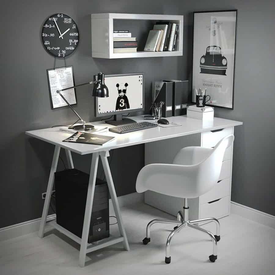 white office desk