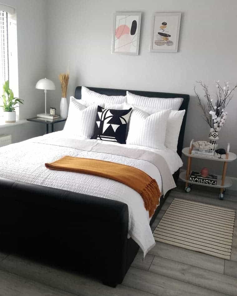 Chic monochrome bedroom with decor