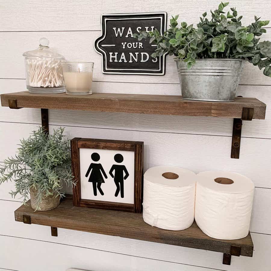 Half bathroom with styling shelf