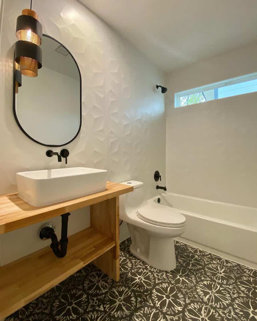 Small bathroom with black fixtures 