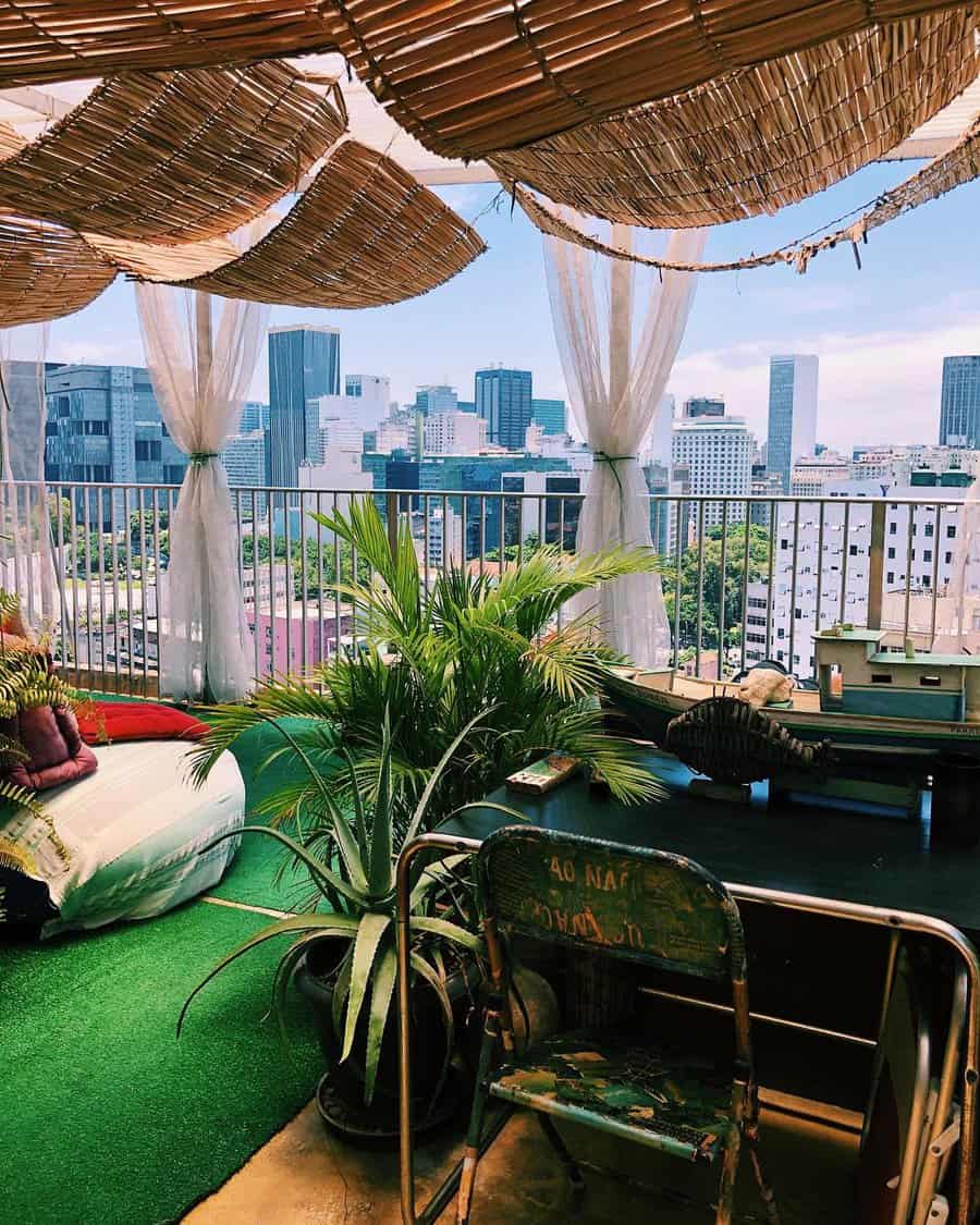 Apartment patio with artificial grass