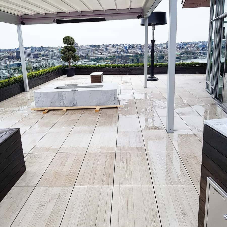 apartment patio with attached pergola