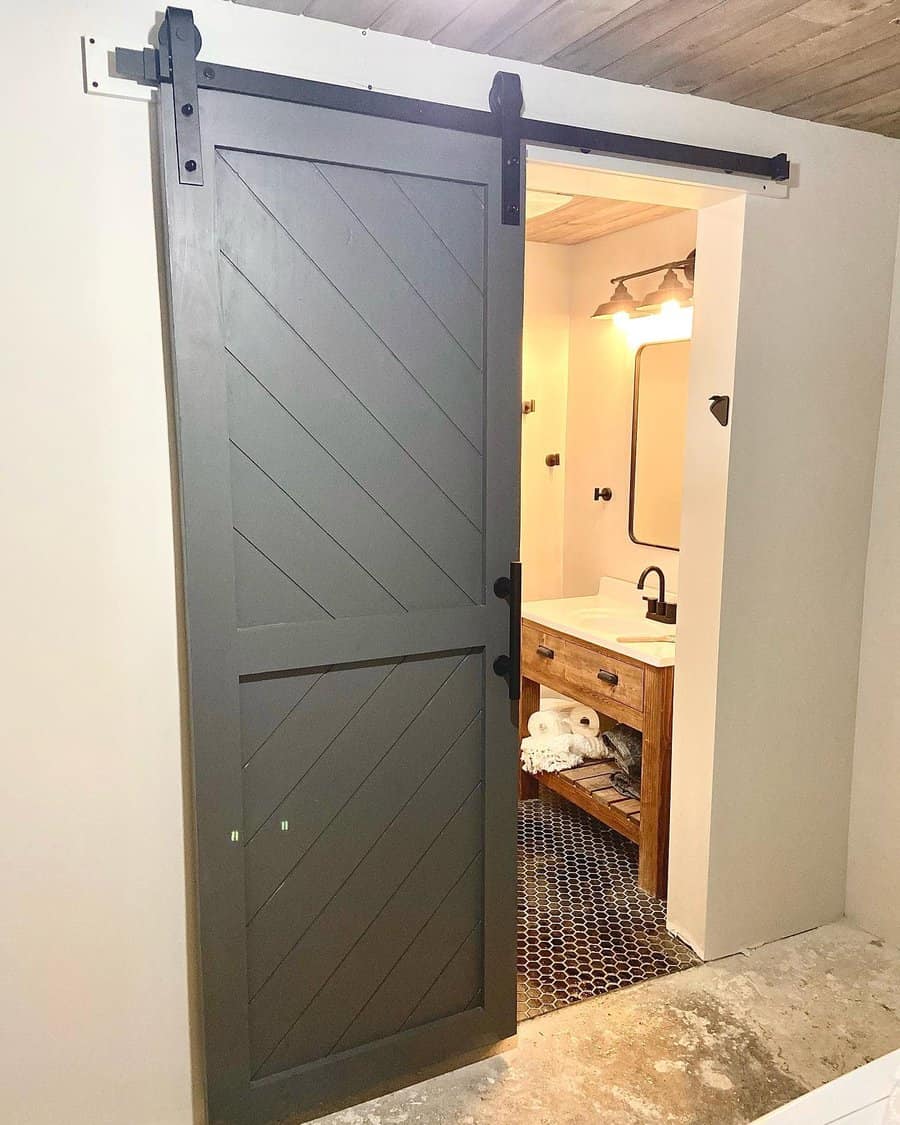 farmhouse-style sliding bathroom door