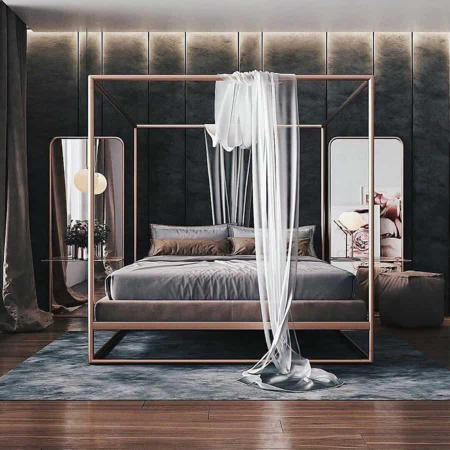 Chic bedroom with canopy bed 