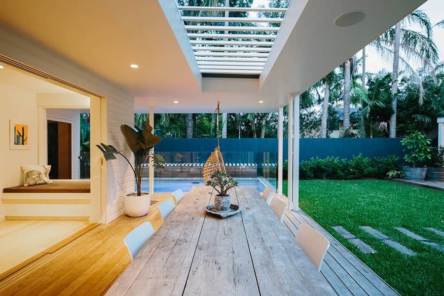 Covered deck with skylight