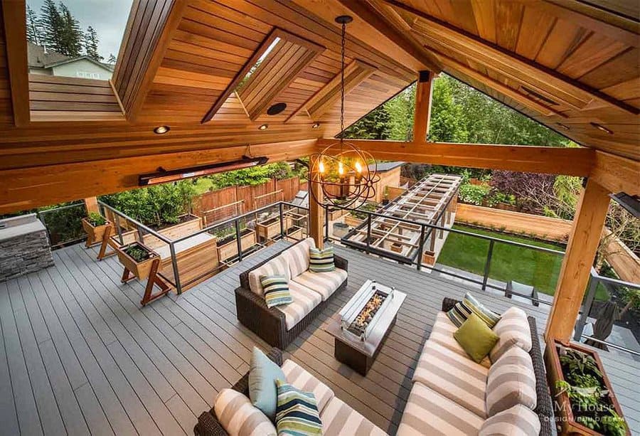 covered deck with skylight