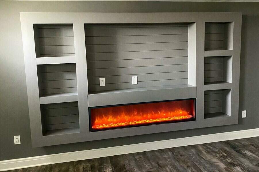 Shiplap fireplace wall