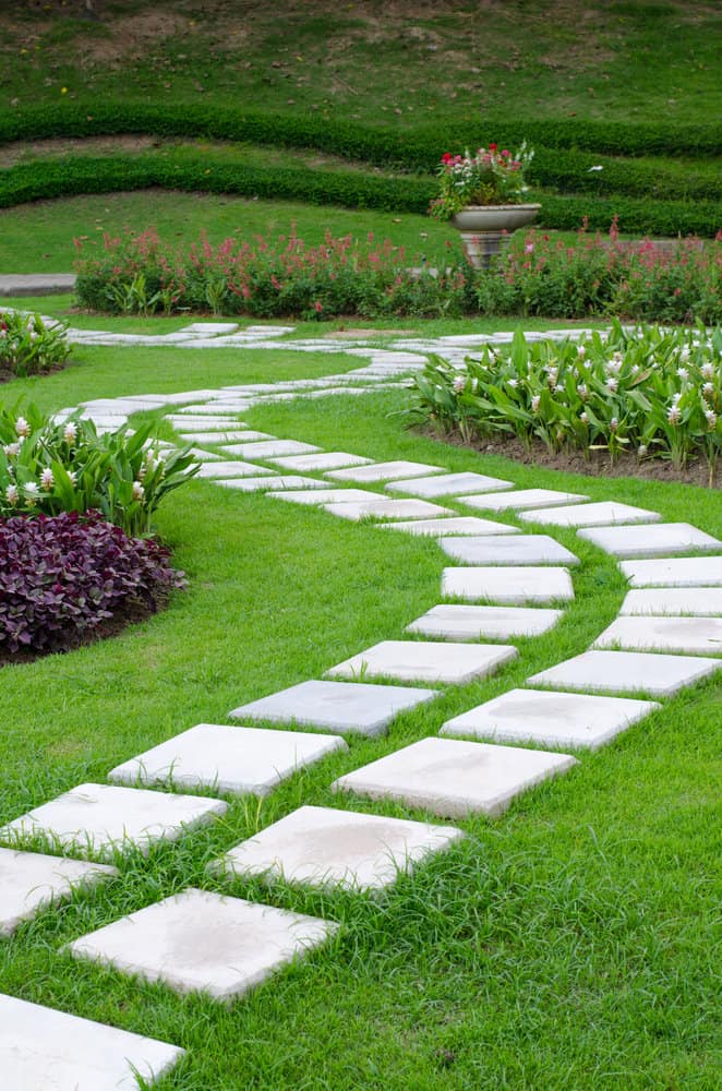 Pavers on grass