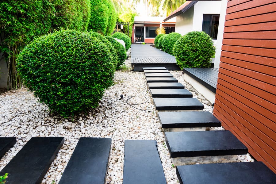black garden steps