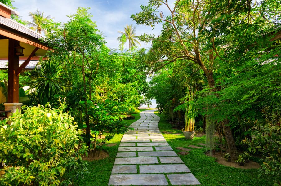 Pavers on grass