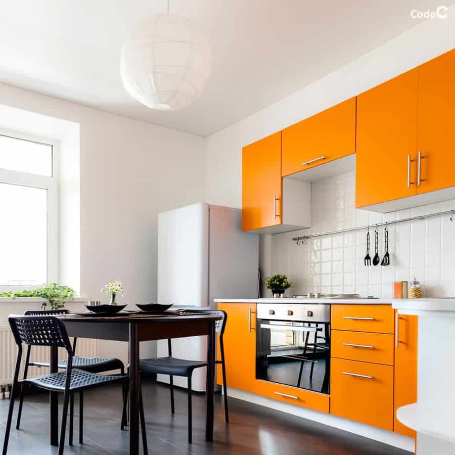 orange kitchen cabinets