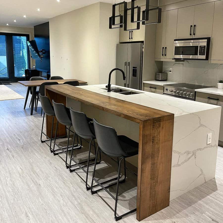 Modern kitchen with island and bar stools