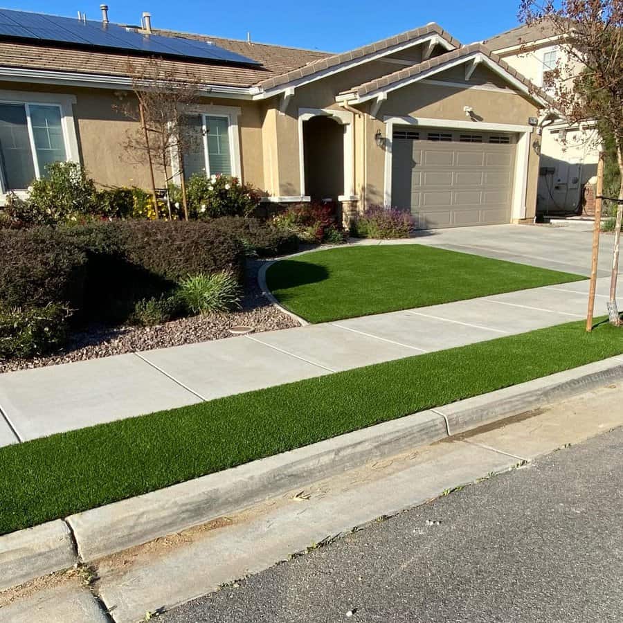 Front yard garden with lawn