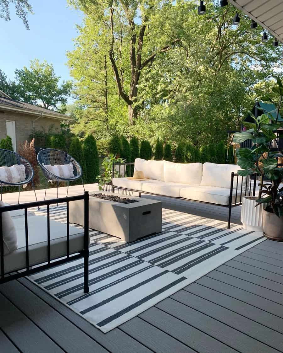 patio with modern gas firepit