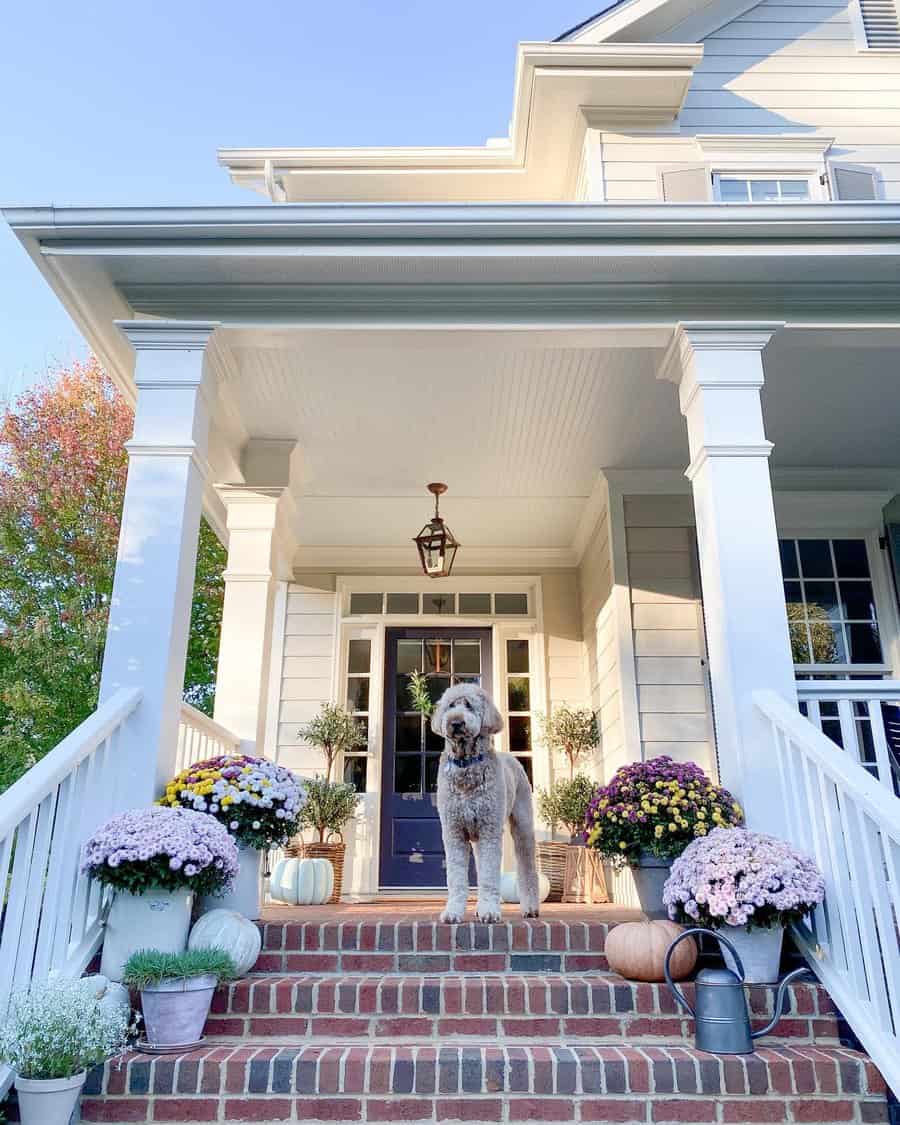 Porch ceiling with pendant lights 