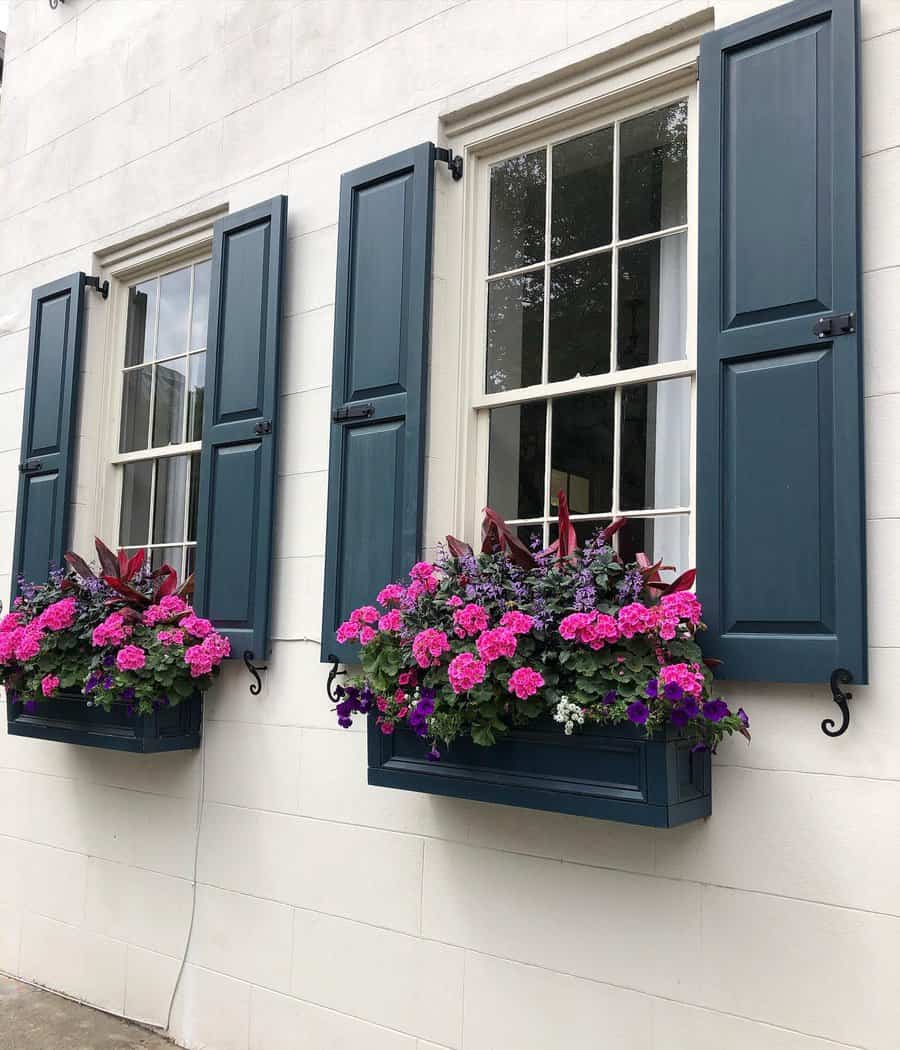 Matching window box and shutters