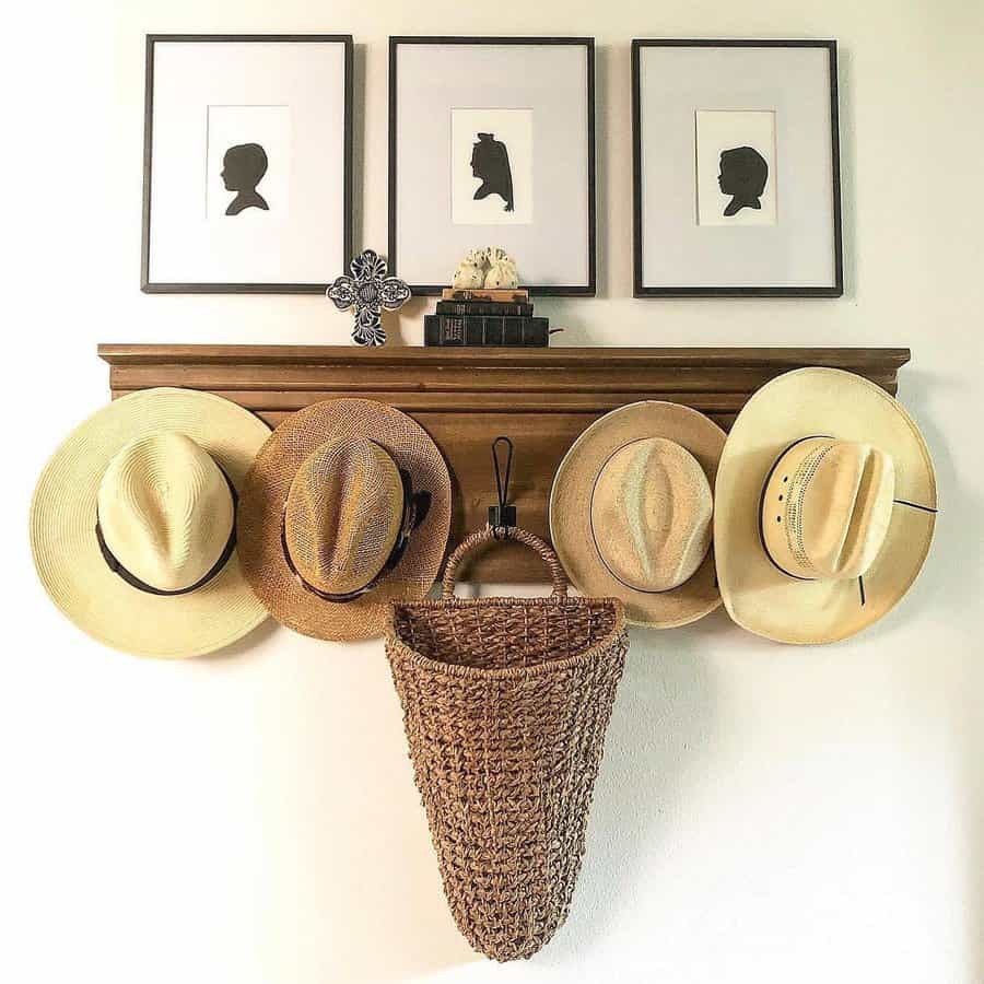 Floating shelf with hat hooks