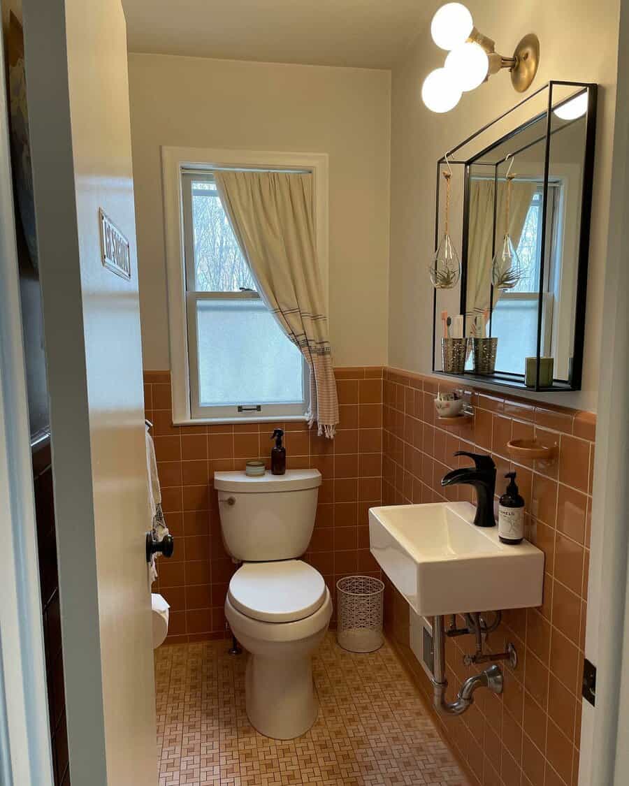 Half Bathroom With Mirror Shelf