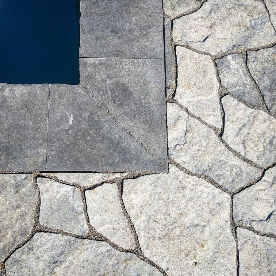 stamped concrete pool coping