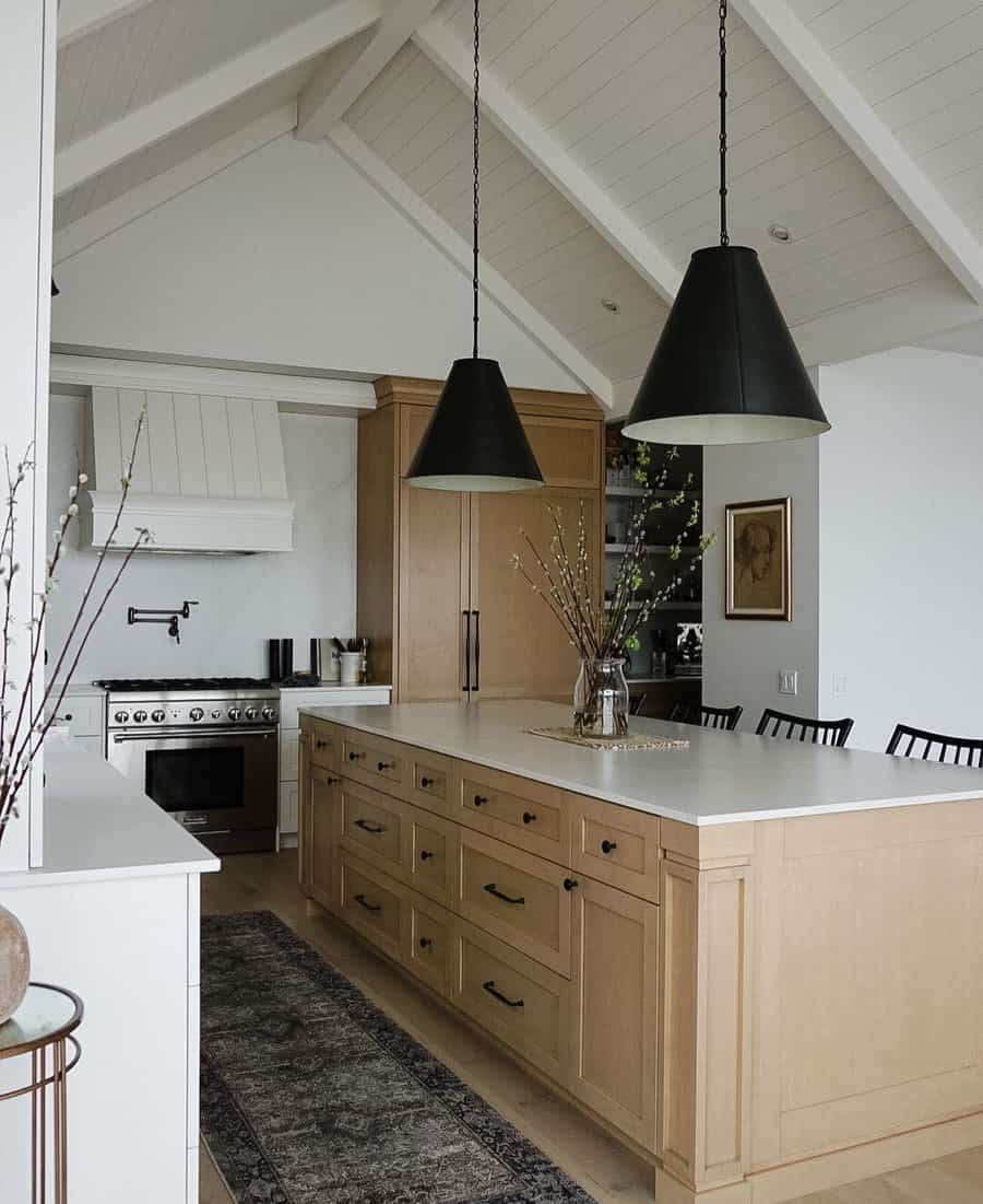 farmhouse kitchen with rug runner