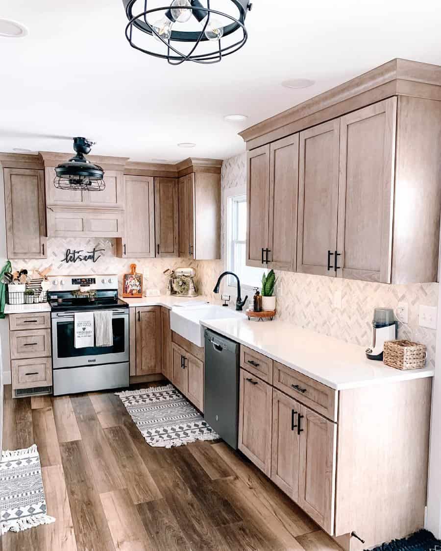 farmhouse kitchen with black fixtures